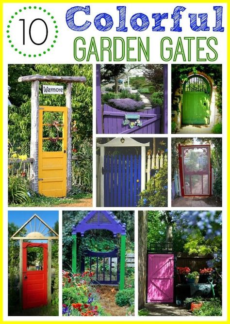 10 colorful garden gate ideas - easy way to add a bit of whimsy to your garden! Garden Gate Ideas, Garden Gates And Fencing, Garden Gate Design, Gate Ideas, Garden Whimsy, Garden Gate, Olive Garden, Diy Garden Projects, Garden Doors