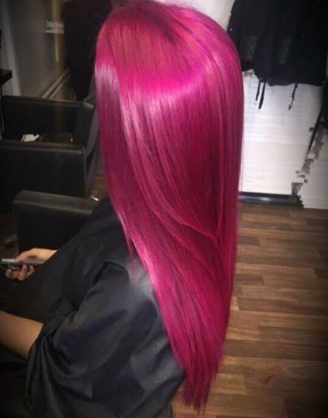 Dark Hot Pink Hair, Hot Pink Hair Aesthetic, Raspberry Pink Hair, Pink Hair Grunge, Berry Pink Hair, Neon Pink Hair, Dark Pink Hair, Bright Pink Hair, Magenta Hair