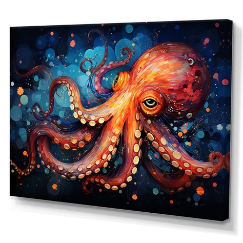 Beautiful Octopus, Art Octopus, Octopus Squid, Art Canvas, Octopus, Design Art, Wrapped Canvas, Canvas Art, Canvas