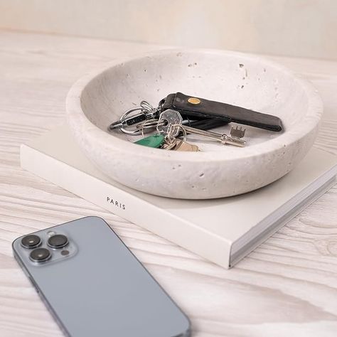 Amazon.com: Shelf & Nook Travertine decorative bowls for home decor. Key bowl for entryway table in a choice of three colors. (White): Home & Kitchen Shelf Nook, Modern Organic Decor, Modern Fruit Bowl, Key Bowl, Blue Table Lamp, Travertine Marble, Black Bowl, Marble Bowl, Organic Decor