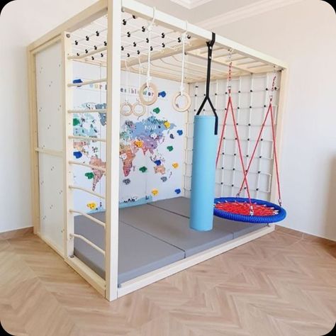 In Home Playground, Ninja Course Playroom, In Door Playground, Dens For Kids Indoor, Indoor Active Playroom, Small Active Playroom, Indoor Playground Design Playrooms, Kids Play Gym Indoor, Indoor Playground Playroom