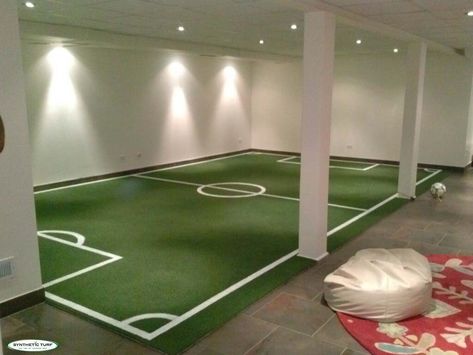 Soccer - Chicago Synthetic Turf | Artificial Turf | Putting Greens | Synthetic Turf Of Illinois Soccer Turf Basement, Turf In Basement, Home Soccer Field Indoor, Indoor Soccer Field In House, Basement Soccer Field, Soccer Field Backyard, Soccer Basement, Soccer Garage, Basement For Kids