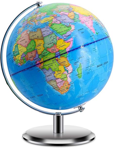 AmazonSmile: World Globes for Kids - Size 9" Educational World Globe with Stand Adults Desktop Geographic Gobles Discovery World Globe Educational Toy for Children - Geography Learning Toy (Blue): Office Products Globe For Kids, Globe Image, World Globe Map, Kids Globe, Mountain Decal, Map Murals, World Globes, Earth Globe, Globe Decor