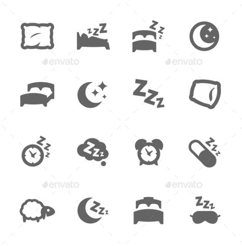 Simple Set of Sleep Related Vector Icons for Your Design. Vector EPS 10 Format. Well Organized and Layered. Fully Editable. Can Be Sleep Logo, Baby Logo, Visual Thinking, Best Icons, Sleep Well, 로고 디자인, Your Design, Design Project, Logo Inspiration