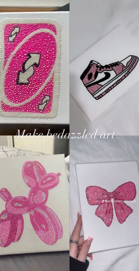 Beddazling Painting, How To Bedazzle Stuff, Dimond Pating Ideas, Things To Badazel, Badazel Things, Cute Diy Things To Make, Things To Bedazzle Diy, Baddazle Things, Diamond Art Patterns