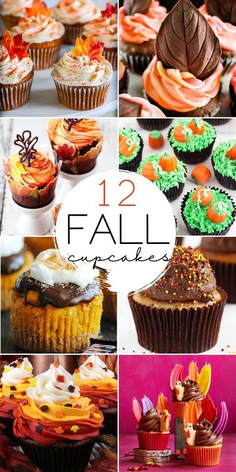 Never forget the sweets at your table party this Fall season! Get creative and try these fall cupcake ideas! Decorate your own cupcake with these amazing flavors, they're very cute and easy! Kids would love this autumn design of cupcakes! Fall Cupcake Ideas, Thanksgiving Cupcakes Decoration, Fall Cupcakes Decoration, Thanksgiving Cupcakes, Thanksgiving Desserts Easy, Fall Cupcakes, Kid Cupcakes, Holiday Cupcakes, Table Party