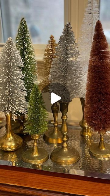 Bottle Brush Tree Candle Holder, Mini Bottle Brush Tree Crafts, Bottle Brush Crafts, Bottlebrush Tree Centerpiece, Diy Bottle Brush Christmas Tree, Christmas Bottle Brush Tree Display, Decorating With Bottle Brush Trees, Bottlebrush Trees Christmas Decor, Bottle Brush Trees Display