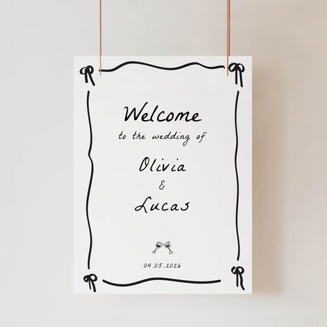 Handwritten Welcome Sign, French Style Wedding, Handwritten Wedding, Free Wedding Invitation Templates, Wedding Welcome Board, Welcome Wedding Sign, Wedding Poster, Hand Drawn Wedding, Welcome Boards