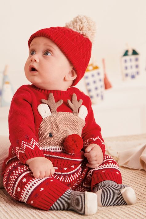 Buy Red Reindeer Knitted Jumper And Leggings Set (0mths-2yrs) from the Next UK online shop Baby Christmas Costumes, Baby Boy Christmas Outfit, Boys Christmas Outfits, Baby Boy Christmas, Boys Outfits, Newborn Christmas, Newborn Boy Clothes, Cable Knit Hat, Baby Christmas Outfit