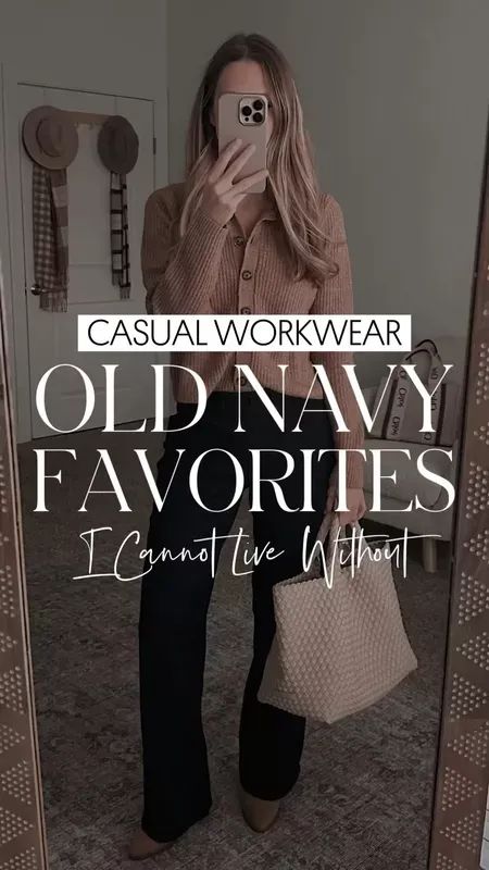 Oh Navy favorites perfect for work #LTKsalealert #LTKworkwear #LTKunder50 Navy Khaki Pants Outfit Women, Old Navy Office Outfit, Old Navy Work Outfit, Old Navy Fall 2024 Outfits, Old Navy Business Casual, Navy Pants Outfit Work, Cold Weather Business Casual, Coatigan Outfit, Navy Pants Outfit