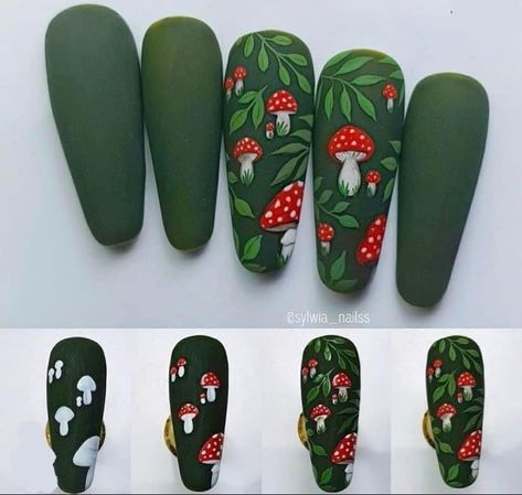 Mushroom Nails, Witchy Nails, Anime Nails, Colorful Nails, Nail Art Summer, Funky Nails, Pretty Acrylic Nails, Nail Art Inspiration, Dope Nails