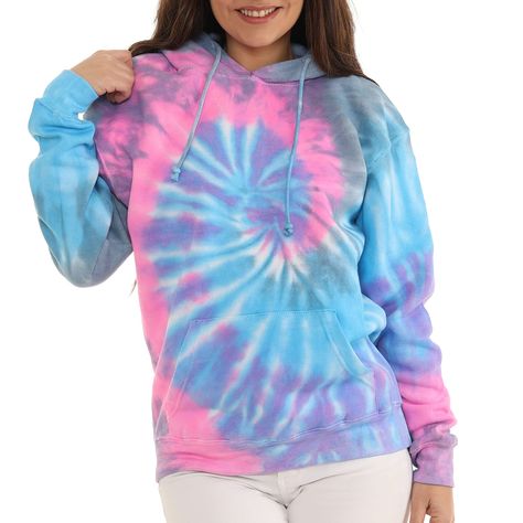 PRICES MAY VARY. Made from soft 80% cotton 20% polyester fleece for comfort and durability Features a hood with drawstring and kangaroo pocket for added coziness Eye-catching tie dye design available in a variety of color combos Casual unisex style looks great with jeans, shorts, leggings or swimwear Designed in Florida, this sweatshirt brings laidback beach vibes anywhere Make a Summer Statement All Year LongIt’s nearly impossible to have a bad day in our Tie Dye Long Sleeve Pullover Hoodie. Th Tie Dye Sweatpants, Boho Tie Dye, Casual Tie, Tie Dye Colors, Tie Dye Long Sleeve, Tie Dye Designs, Tie Dye Hoodie, Tie Dye Patterns