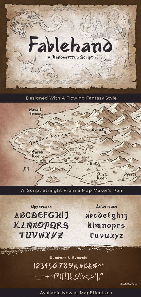 Fablehand - Handwritten fantasy script font Fantasy Map Font, Medieval Map Art, Medieval Fantasy Map, Fantasy Book Maps, Map Effects, Medieval Maps, Medieval Map, Map Typography, Medieval Font