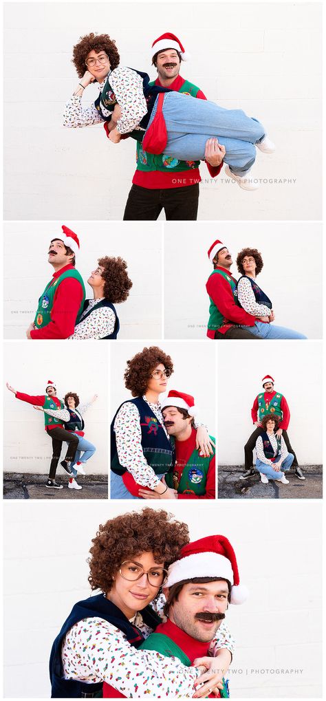 80s Family Photos Christmas, 90s Christmas Pictures, Cheesy Family Photos Christmas Cards, Cheesy Family Christmas Photos, Couple Christmas Card Photo Ideas Funny, Funny Christmas Card Poses, Awkward Christmas Cards Photo Ideas, Christmas Card Couple Pictures Funny, Cringey Family Pictures