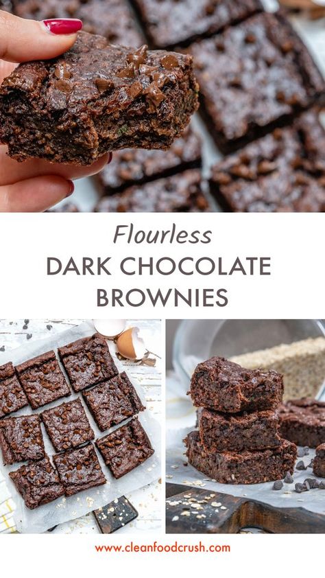 These Flourless Double Dark Chocolate Brownies are Clean Eating Approved! | Clean Food Crush Fruit Desserts Healthy, Clean Eating Kids, Healthy Fruit Desserts, Clean Dessert, Desserts Healthy, Dark Chocolate Brownies, Desserts Chocolate, Clean Eating Desserts, Frozen Bananas