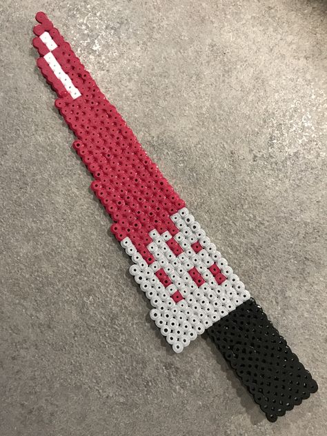 Hama beads knife blood black white grey red Hama Beads Knife, Perler Bead Patterns Knife, Perler Beads Knife, Perler Beads Black And White, Knife Perler Beads, Black And White Perler Bead Patterns, Melty Beads Ideas, Hama Beads Halloween, Magazine Beads