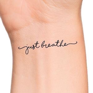 Just Breathe Tattoos For Women Small, Just Breathe Tattoos For Women, Breathe Tattoos, Just Breathe Quotes, Just Breathe Tattoo, Tattoos For Dad Memorial, Mother Tattoos For Children, Small Dragonfly Tattoo, Survivor Tattoo