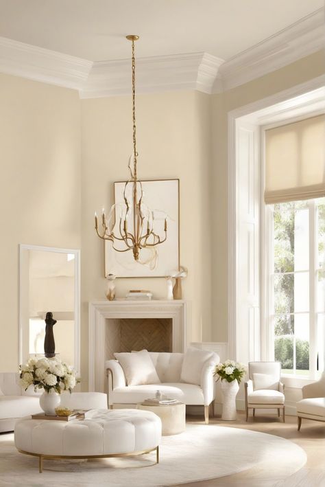 paint trends, interior design, warm white shades, elegance Cream Walls White Furniture, Wall Paint Combinations Colour Schemes, Sw Accessible Beige Color Scheme, Cream Paint Living Room, Living Room Wall Colors 2024, Cream Walls Living Room, Wall Paint Combination, Warm White Paint Colors, Redecorate Living Room