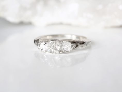 Herkimer Diamond Stacking Ring, Alternative Engagement Ring April Birthstone Ring, Eco Friendly Gift Wrapping, Alternative Engagement Ring, High Vibrational, Diamond Stacking Rings, Hammered Band, April Birthstone, Alternative Engagement Rings, Third Eye Chakra