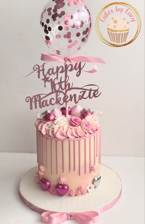 Small Sweet 16 Birthday Cake Ideas, Teenage Girl Cake Ideas, Pink 16th Birthday Cake, Teen Girl Birthday Cake, Pink Girly Cake, 40th Cake Ideas, Flowers On A Cake, 16th Birthday Cake For Girls, Cake Decorations Ideas