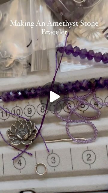 𝘋𝘦𝘯𝘪𝘴𝘦 𝘠𝘦𝘻𝘣𝘢𝘬 𝘔𝘰𝘰𝘳𝘦 on Instagram: "Here’s a couple of steps creating my amethyst stone bracelet. I have to tell you @limabeads has incredible amethyst semiprecious stones! The beautiful lotus flower pewter connector is by @greengirlstudios 💛 The jewelry findings and spacer beads are silver tone. 

This bracelet fits wrist sizes 6” to 6 3/4” Adjust the clasp on the jump rings to the desired wrist size. Need a larger bracelet? Message me, and we can add a few jump rings.

Each piece of my handmade jewelry is crafted with the highest attention to detail and is one-of-a-kind. I specialize in artisan bracelets, earrings, and necklaces. I also create jewelry making content and DIY videos. I love searching for semiprecious stones and beads with unique shapes and colors. Designs Beautiful Lotus Flower, Making Content, Bracelet Message, Large Bracelet, Artisan Bracelets, Making Videos, Unique Shapes, Bracelet Ideas, Bracelets Jewelry