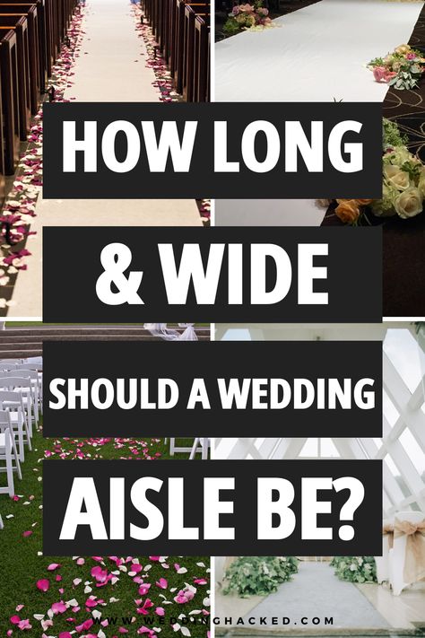 If you're planning a DIY wedding that is outdoor or maybe even the beach, you might be wondering how long and wide the wedding aisle should be for wedding aisle decorations. This would be especially helpful the know what wedding aisle flowers or petals be needed! Outdoor Wedding Aisle Ideas Walkways, Outside Wedding Aisle, Diy Aisle Decorations Wedding, Wedding Isles Outdoor, Ceremony Aisle Decor Outdoor, Aisle Decorations Wedding Outdoor, Aisle Runner Ideas, Black Aisle Runner, Bride Aisle