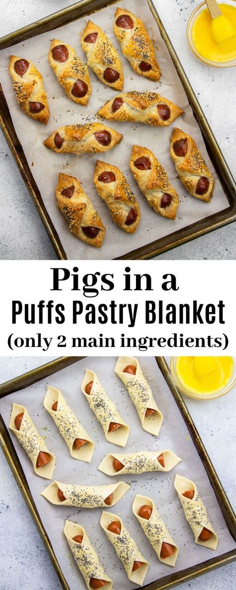 Easy Smoko Ideas, Puff Pastry Pigs In A Blanket Appetizers, Ina Garten Hot Dogs In Puff Pastry, Hot Dog Puff Pastry Recipe, Hot Dogs Wrapped In Puff Pastry, Pastry Hot Dogs, Pigs In A Blanket Puff Pastry, Hotdogs In Puff Pastry, Puff Pastry Wrapped Hot Dogs