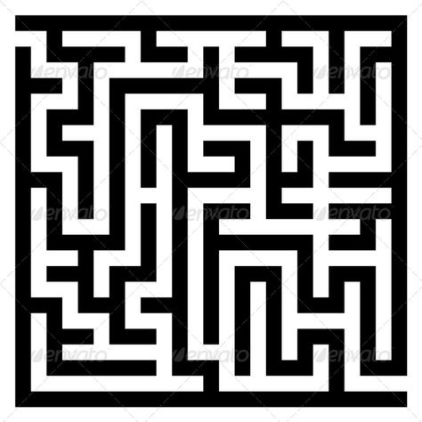 Maze Labyrinth  #GraphicRiver         Vector illustration of maze. Black wall on white background.     Created: 12November13 GraphicsFilesIncluded: JPGImage #VectorEPS #AIIllustrator Layered: No MinimumAdobeCSVersion: CS Tags: abstract #adversity #art #background #beginnings #black #business #challenge #complexity #confusion #direction #discovery #entrance #game #hopelessness #idea #illustration #isolated #leading #leisure #maze #mystery #nobody #problems #puzzle #shape #solution #symbol #thinking #vector Maze Blueprints, Maze Images, Maze Layout, Maze Aesthetic, Maze Illustration, Labyrinth Ideas, Maze Art, Labyrinth Tattoo, Puzzle Shape