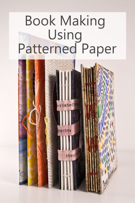 Book Making Using Patterned Paper by Kim Dellow Book Making Ideas, Handmade Journals Diy, Handmade Sketchbook, Bookbinding Tutorial, Book Binding Diy, Paint Drawing, Diy Journal Books, Watercolour Paint, Handmade Book