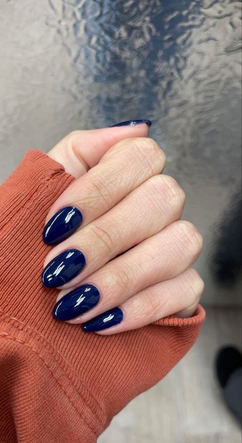 Berry Blue Nails, Dark Blue Navy Nails, Vintage Blue Nails, Dark Blue Nails Winter, Dark Royal Blue Nails Acrylic, Navy Color Nails, Navy Blue Nails Oval, Dark Solid Color Nails, Solid Color Nails For Winter