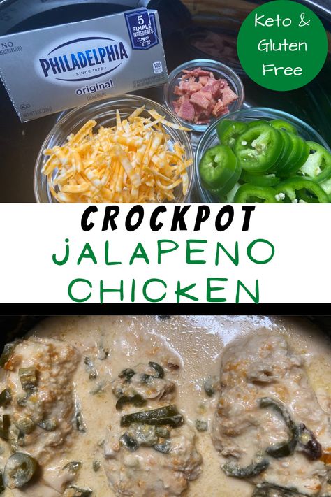 Chicken Jalapeno Crockpot Recipes, Crockpot Chicken Jalapeno Popper, Low Carb Jalapeño Popper Chicken Bake, Jalepeno Chicken Crockpot Recipes, Crockpot Jalapeno Popper Chicken, Hotel Recipes, Jalapeno Chicken Recipes, Recipes Jalapeno, Keto And Gluten Free