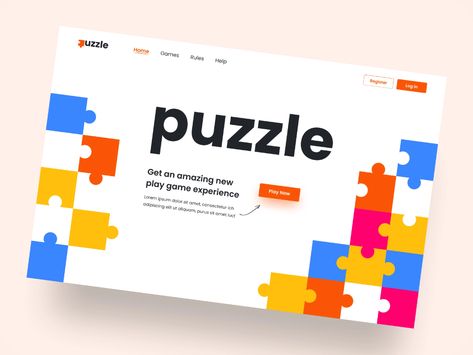 Puzzle Logo Design Ideas, Puzzle Graphic Design, Puzzle Logo Design, Puzzle Art Design, Website Hero Section, Puzzle Layout, Puzzle Poster, Puzzle Graphic, Hero Section