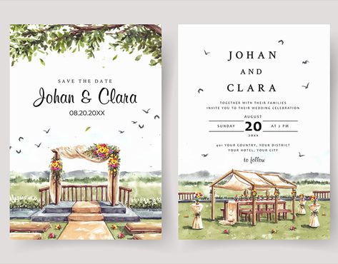 Wedding Illustration Card, Wedding Gate, Wedding Invitation Images, Electronic Wedding Invitations, Unique Wedding Invitation, Hindu Wedding Invitations, Digital Invitations Wedding, Watercolor Wedding Invitation, Wedding Invitation Card Design