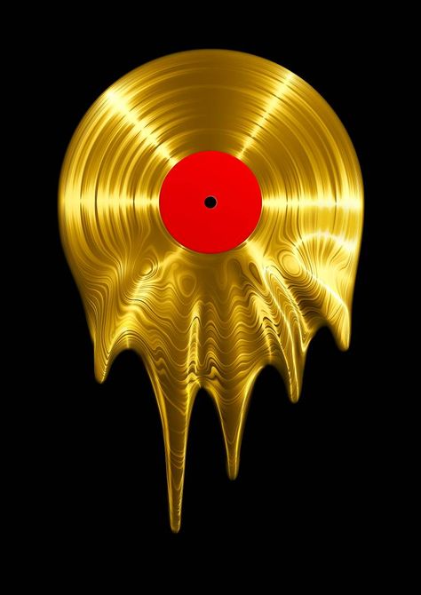 Melting Gold, Warp Records, Golden Record, Record Crafts, Record Art, Gold Vinyl, Arte Pop, 3d Render, Ipad Skin