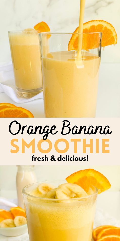 Orange Banana Smoothie, Orange Smoothie Recipes, Easy Healthy Smoothie Recipes, Smoothies Vegan, Resep Smoothie, Fruit Smoothie Recipes Healthy, Orange Smoothie, Easy Healthy Smoothies, Smoothie Recipes Healthy Breakfast