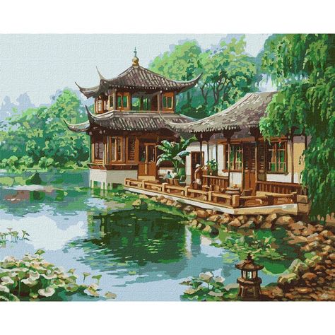 Buy the Chinese House Painting by Numbers Kit at Michaels. com. The fascinating drawing by numbers favorably influences mood, creative development and the pleasant result - a personal masterpiece on the wall in the interior or as a hand-made gift. It's simple! Everyone can draw, but with pictures by numbers from Ideyka - it's entertaining and exciting! You will be able to create an author's masterpiece with your own hands, even if you work with canvas and paints for the first time. The fascinati Chinese House Design, Drawing By Numbers, Creative Development, Chinese House, Camp Vibes, Art Brushes, Beautiful Stories, Decoupage Paper, Buy Paintings