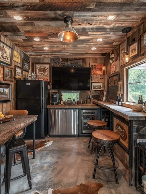 20 Personalized Man Cave Shed Ideas - Home Made Graceful Man Cave Interior Ideas, Shed Man Cave Ideas, Backyard Man Cave Sheds, Man Shed Bar, Man Cave Ideas Room Small, Shed Interior Ideas, Man Cave Shed Ideas, Small Man Cave Ideas, Country Man Cave