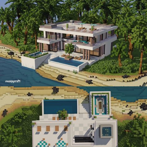 minecraft beach mansion Beach Mansion Minecraft, Minecraft Infinity Pool, Pool House Minecraft, Minecraft Modern Pool, Modern Beach House Minecraft, Minecraft Modern Cliff House, Minecraft Beach House Ideas Easy, Beach House In Minecraft, Minecraft Resort Ideas