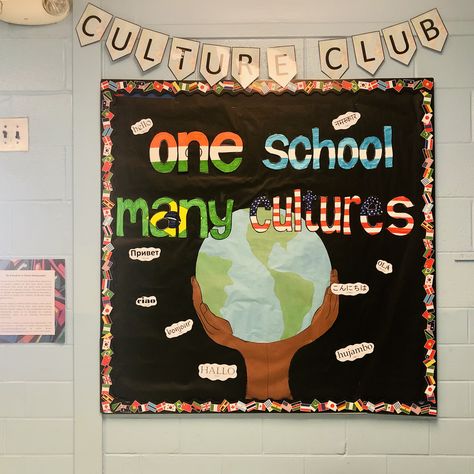 Celebrating Cultures Bulletin Board, Diverse Bulletin Boards, Global Bulletin Board Ideas, Cultural Awareness Bulletin Boards, Multicultural Bulletin Board Ideas, All Around The World Bulletin Board, Multicultural Door Decorations Classroom, International Fair School, Cultural Bulletin Board Ideas