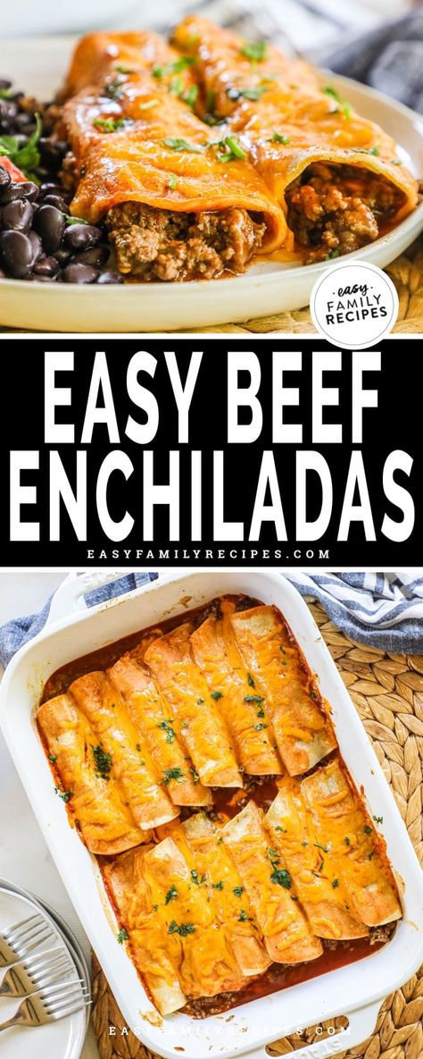 Beef Enchiladas Corn Tortillas, Corn Tortillas What To Do With, Easy Ground Beef Enchiladas, Dinner Idea Easy, Enchiladas Easy, Enchiladas Recipes, Corn Tortilla Recipes, Easy Beef Enchiladas, Beef Enchilada Recipe