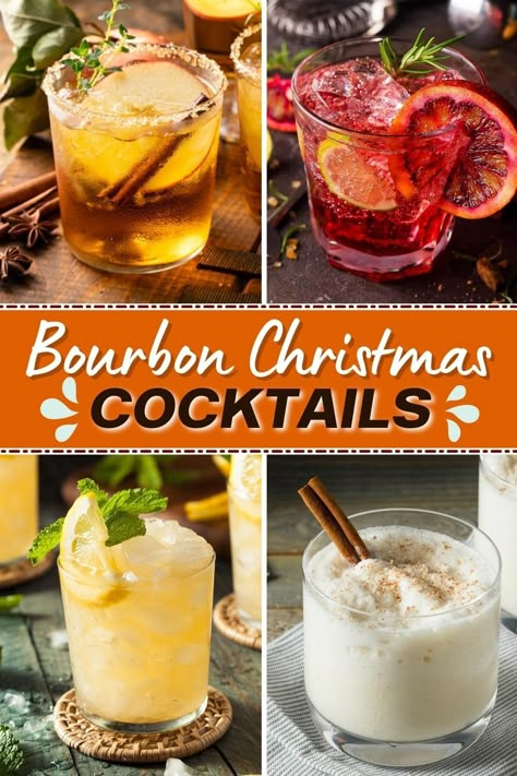 Bourbon Christmas Cocktails Winter Cocktails Bourbon, Holiday Cocktails With Bourbon, Christmas Cocktails With Bourbon, Bourbon Christmas Drinks, Christmas Cocktail Whiskey, Winter Bourbon Drinks, Bourbon Holiday Drinks, Whiskey Christmas Drinks, Angels Envy Bourbon Cocktails