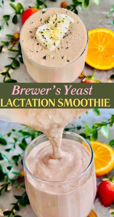 Lactation Smoothie With Brewer's Yeast Boost Milk Supply Breastfeeding, Breastfeeding Smoothie, Breastfeeding Cookies, Lactation Recipes Smoothie, Healthy Pregnancy Food, Lactation Smoothie, Oat Smoothie, Breastfeeding Foods, Lactation Recipes