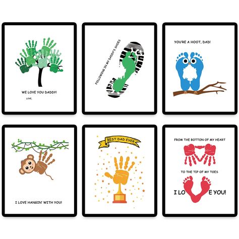 PRICES MAY VARY. 6 Different Designs – You will receive a set of 6 unframed art prints for dad, each with a different design. Each print has cute handprint patterns and words of deep love for the dad. Perfect for adding a pop of color and personalization to any space. Sweetest Keepsake for Dad - Each of the wall art prints for dad measures 8 x 10 inches. The package does not include any photo frames. You can pick a photo frame you like in a nearby store and apply it as a wall painting or desktop Papa Birthday Gifts From Grandkids, Fathers Day For Grandpa From Kids, Handprint Birthday Card For Dad, Birthday Cards For Dad From Kids, Dad Birthday Gift From Kids, Gifts For Dad From Kids, Nicu Crafts, Pottery Aesthetic, Hand Print Art