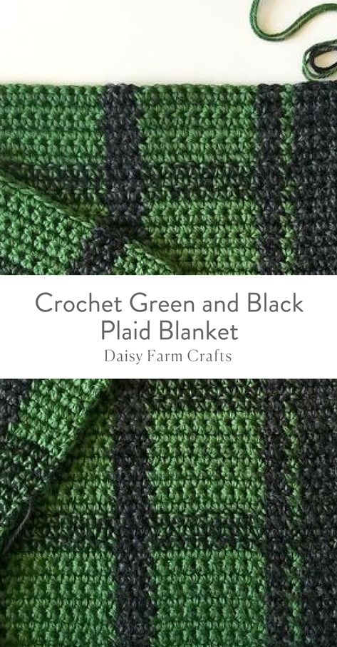 Crochet Plaid Pattern Free, Green Crochet Blanket Patterns, Mens Crochet Afghan Free Pattern, Red Blanket Crochet, Green And Black Crochet Blanket, Knit Plaid Pattern, Plaid Crochet Blanket Pattern Free, Crochet Plaid Blanket Pattern Free, Crochet Green Blanket