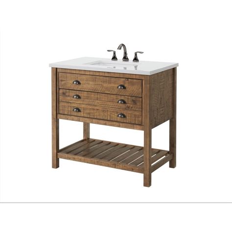 PRICES MAY VARY. Assembled Dimensions: 37” W x 35” H x 22” D; Solid pine wood constructed base finished in Natural Brown Solid white 1" thick cultured marble top features pre-drilled 8" spread for a faucet (faucet not included) One (1) large split drawer with one (1) top tilt down drawer Nicely sized bottom slat shelf offers additional storage space for towels, linens, and other items Undermount rectangular bowl dimensions: 17.5” W x 12” D x 7.125” H Brown Bathroom Vanity, Slatted Shelves, Wood Bathroom Vanity, Brown Bathroom, Single Sink Vanity, Top Beds, Cultured Marble, Basement Bathroom, Single Sink Bathroom Vanity