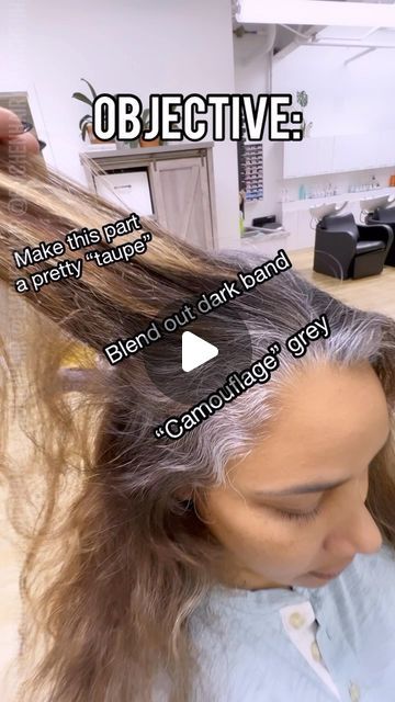 Granny Grey Hair Color, Camouflage Hair Color, Face Framing Highlights Gray Hair, Hair Color To Help Hide Gray, Hair Color Ideas To Hide Gray Roots, Highlight To Blend Grey Hair, Covering Greys With Highlights, Dark Brown Hair Grey Money Pieces, Blending Gray And Blonde Hair