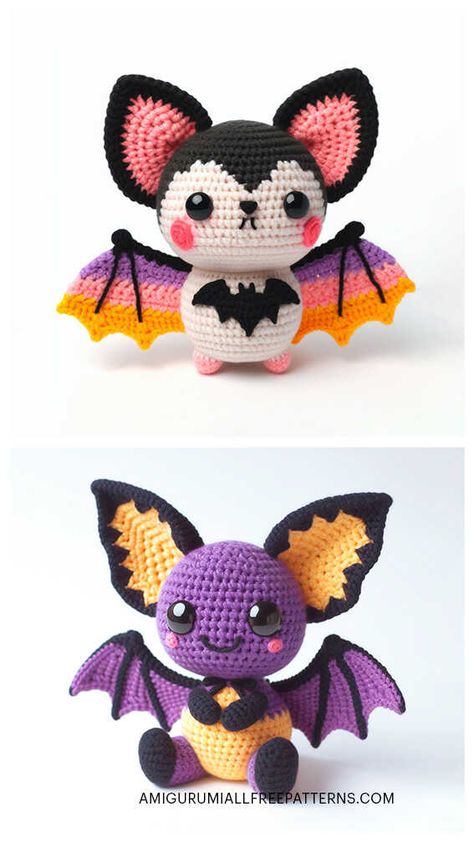 Crochet Gothic Doll Pattern Free, Labrynth Crochet Patterns, Crochet Amigurumi Bat, Halloween Bat Crochet Patterns Free, Vampire Crochet Pattern Free, Crochet Bat Ears, Crochet Halloween Bats Free Pattern, Crochet Bats Amigurumi, Crochet Bat Wings Free Pattern