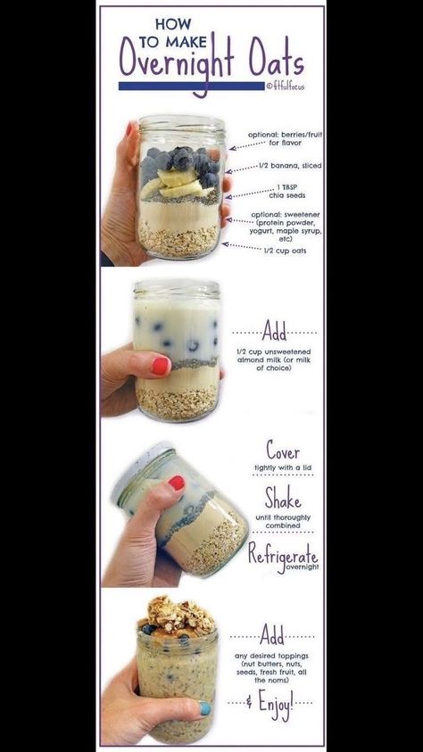 Resep Oatmeal, Overnight Oats Recipe Easy, Makanan Rendah Kalori, Best Overnight Oats Recipe, Resep Smoothie, Oat Recipes Healthy, Overnight Oats Recipe Healthy, Thighs Chicken, Overnight Oats Healthy