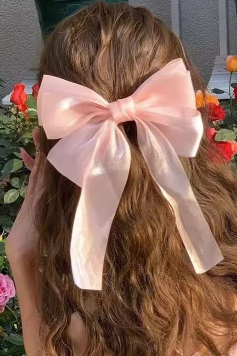 $1.59 Apricot Pink Gauze Bowknot Hair Clip Wholesale Pink Bow In Hair, Barbie Slay, Pink Hair Ribbon, Reina Ellis, Apricot Hair, Bow In Hair, Hair Bows Ribbon, Best Flower Wallpaper, Pink Quinceanera