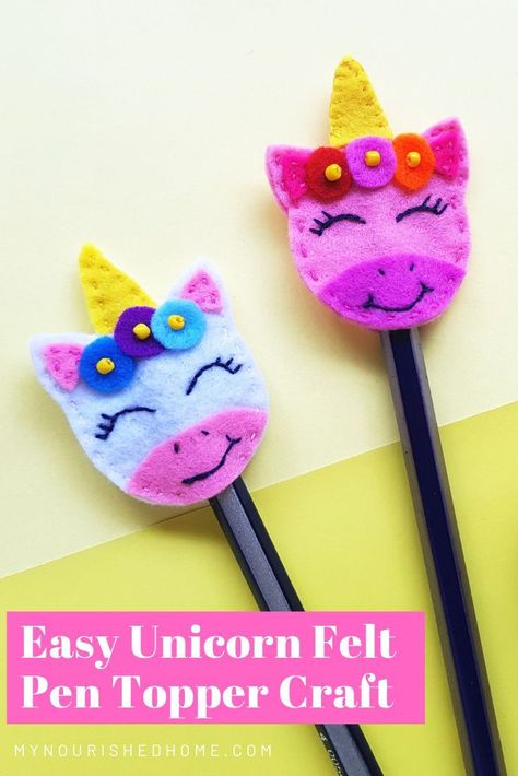 Unicorn Crafts For Kids, Unicorn Diy, Dreamcatcher Diy, Pen Toppers, Unicorn Craft, Fancy Pens, Pen Craft, Unicorn Card, Craft Easy